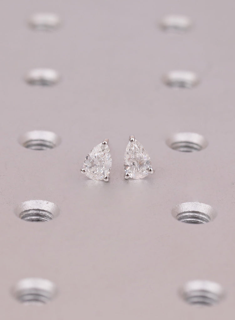 Pear Cut VVS-VS IGI Certification Lab Diamond Stud Earrings | 14K White Gold | Tear Drop Shaped Earrings | Stud Earrings | Diamond Studs image #1