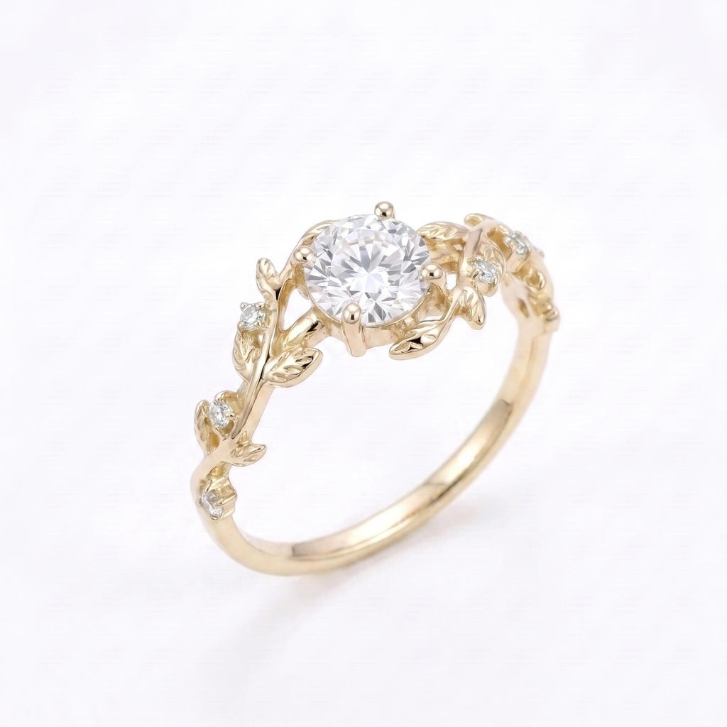 14k/18k Gold Lab Grown Diamond Olive Leaf Engagement Ring | Unique Proposal Rings for Women | Nature Inspired Bridal Jewelry image #3