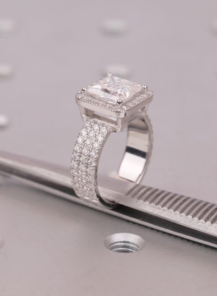 Diamond Bridal Set, Princess Cut Lab Diamond, 14K/18K Gold Ring For Wife, Gold Ring Set image #19
