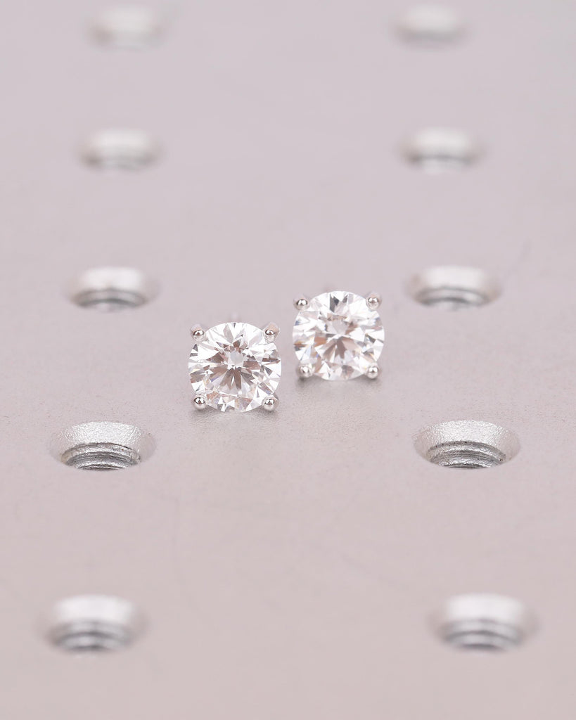 Minimalist Round Moissanite Earrings, Hypoallergenic 14k/18k White Gold Stud Earrings for Women, Wedding Anniversary Gift, Push Back Closure image #18