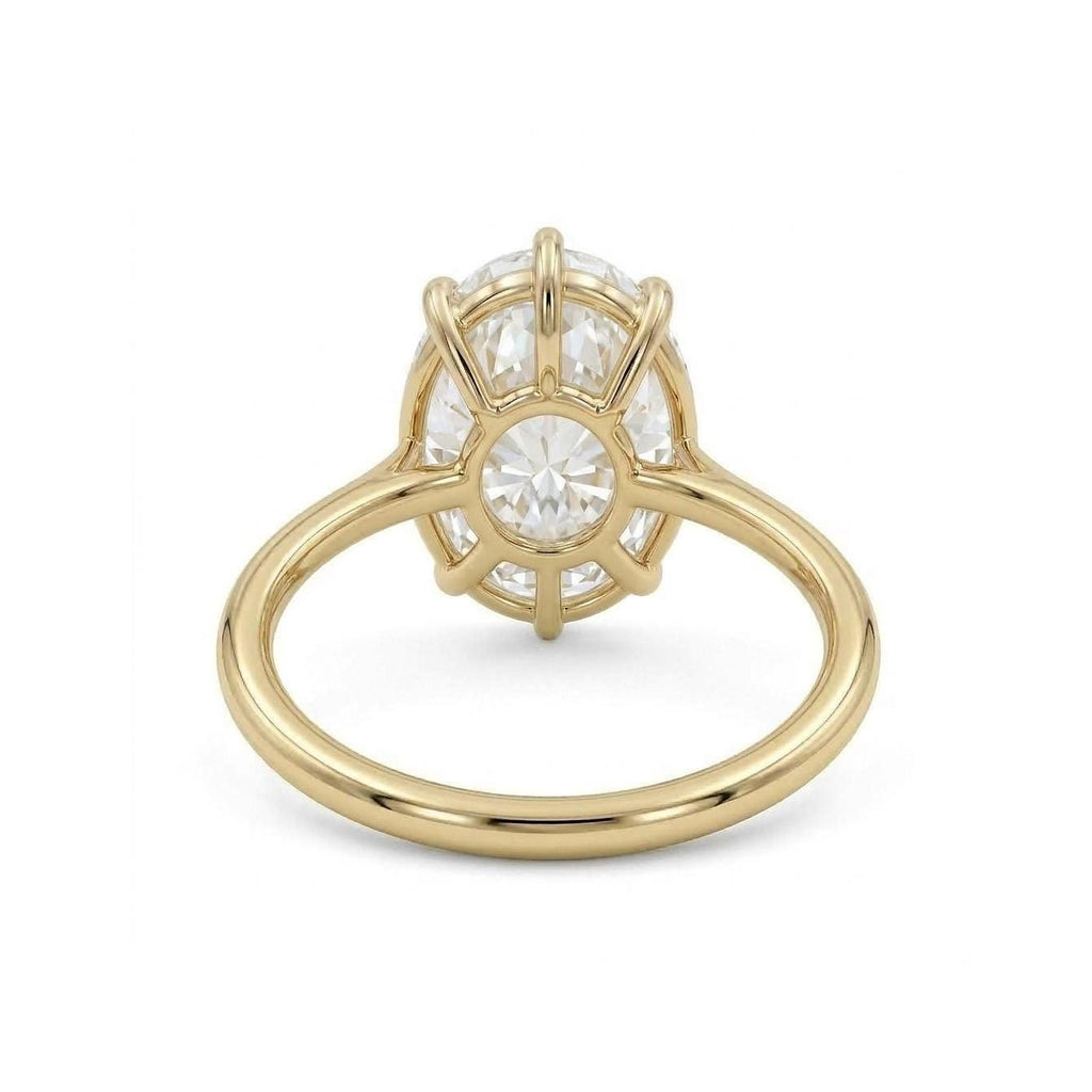 Moval Rose cut Lab Created Diamond Unique Engagement Ring | 14k/18k Gold Solitaire Ring | Minimalist Women Bridal Jewelry image #4