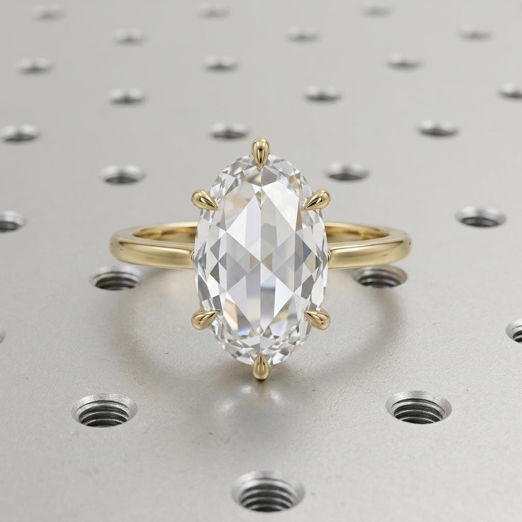 14k Yellow Gold Moval cut Lab Grown Diamond Classic Solitaire Ring | Simple Promise Ring for Her | Wedding Anniversary Gift image #2