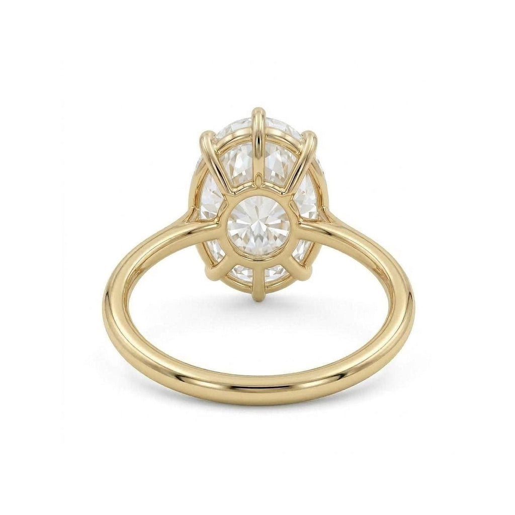 14k/18k Gold Moissanite Simple Promise Ring for Her | Classic 6 Prong Elongated Oval Solitaire Ring | Anniversary Gift image #3