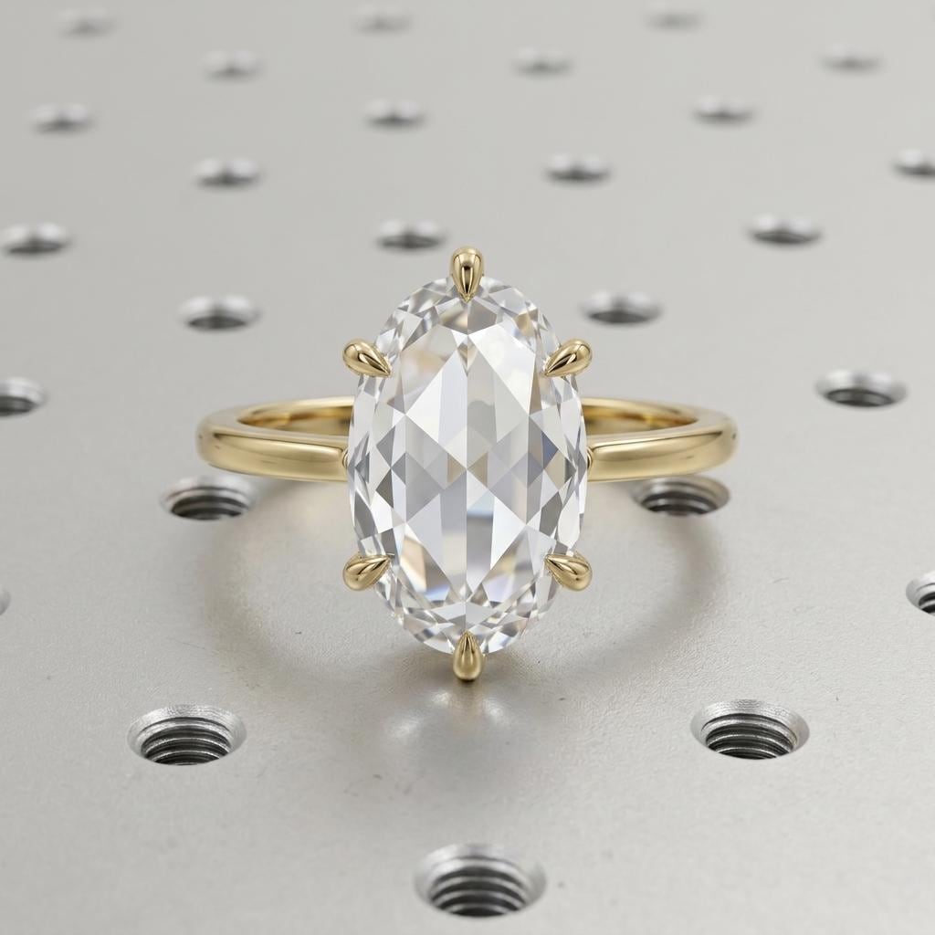 14k/18k Gold Moissanite Simple Promise Ring for Her | Classic 6 Prong Elongated Oval Solitaire Ring | Anniversary Gift image #4