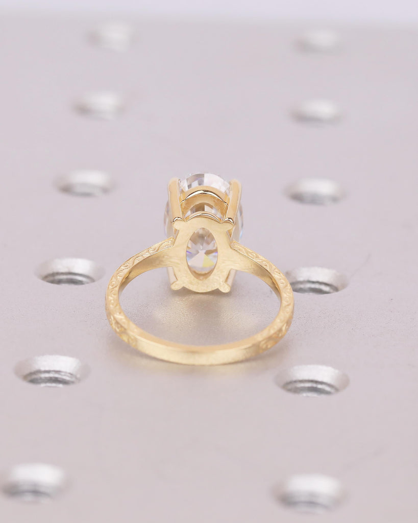 Antique Oval Cut Lab Grown Diamond Engagement Ring, 18k Solid Gold Filigree Ring image #6