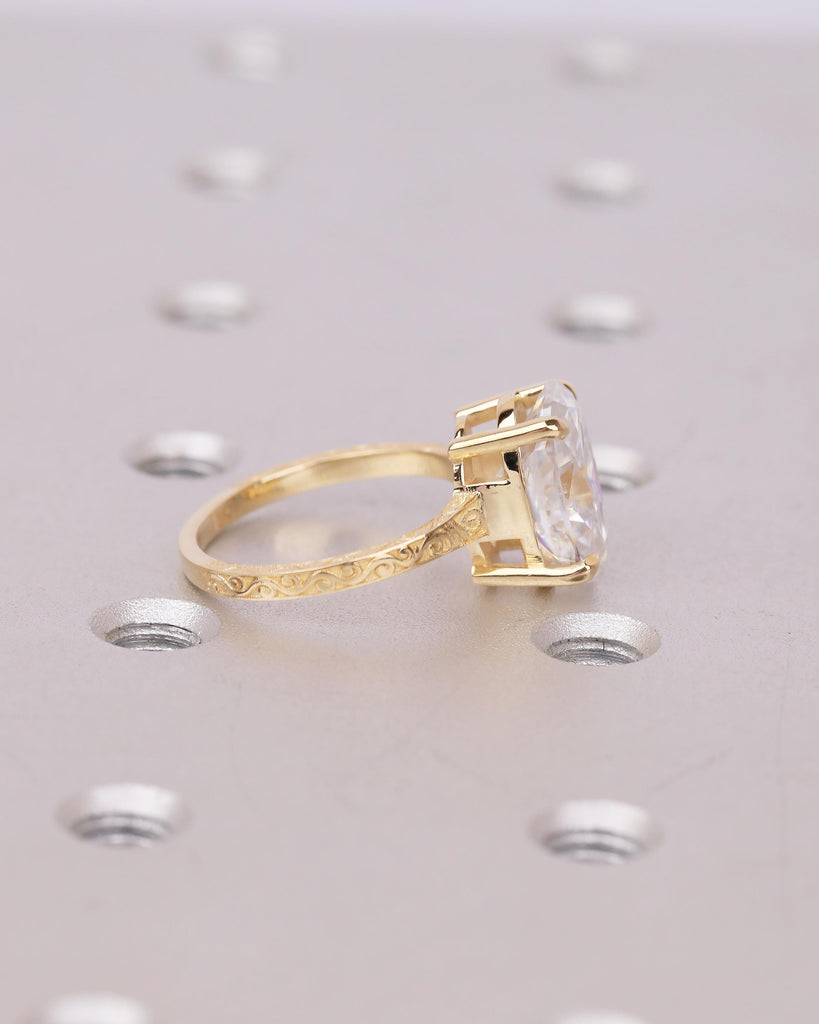 Antique Oval Cut Lab Grown Diamond Engagement Ring, 18k Solid Gold Filigree Ring image #10