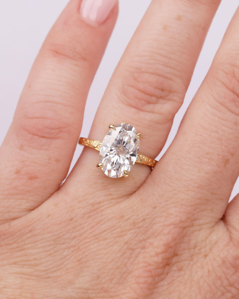 Antique Oval Cut Lab Grown Diamond Engagement Ring, 18k Solid Gold Filigree Ring image #20