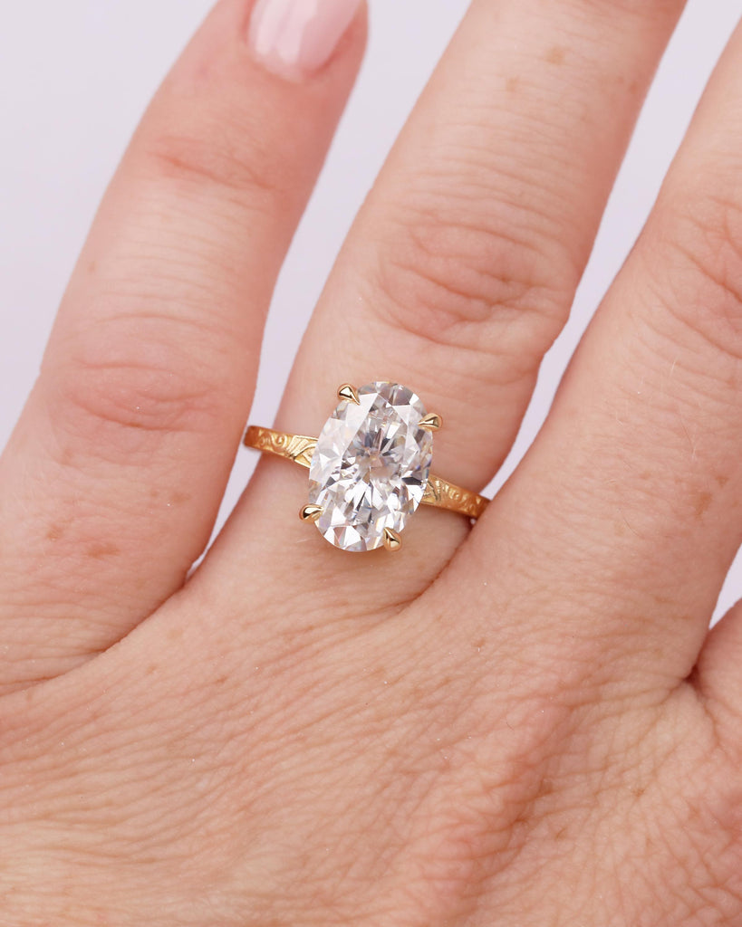 Oval Cut Moissanite Engagement Ring, 18k Solid Gold Promise Ring for Her, Wedding Anniversary Rings, Vintage Bridal Jewelry, Filigree Design image #18