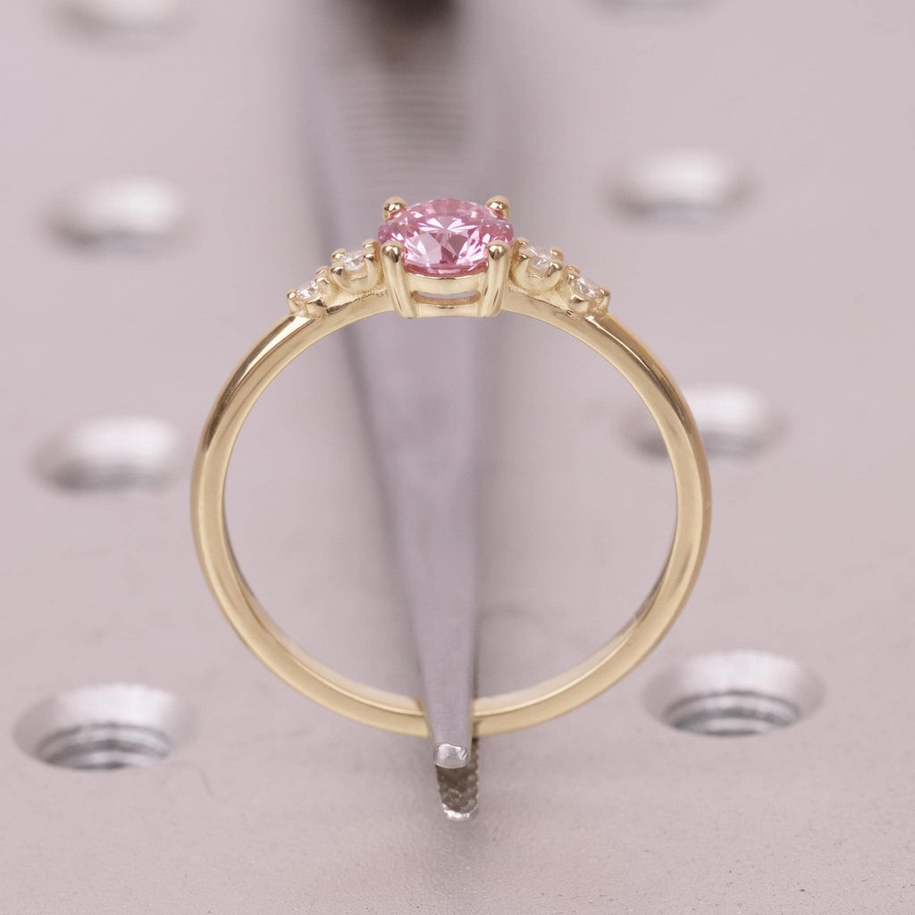 0.5ct Pink Lab Diamond Engagement Ring | 14k/18k Gold Simple Diamond Wedding Ring | Round Cut Ring | Unique Birthday Gift for Wife image #4