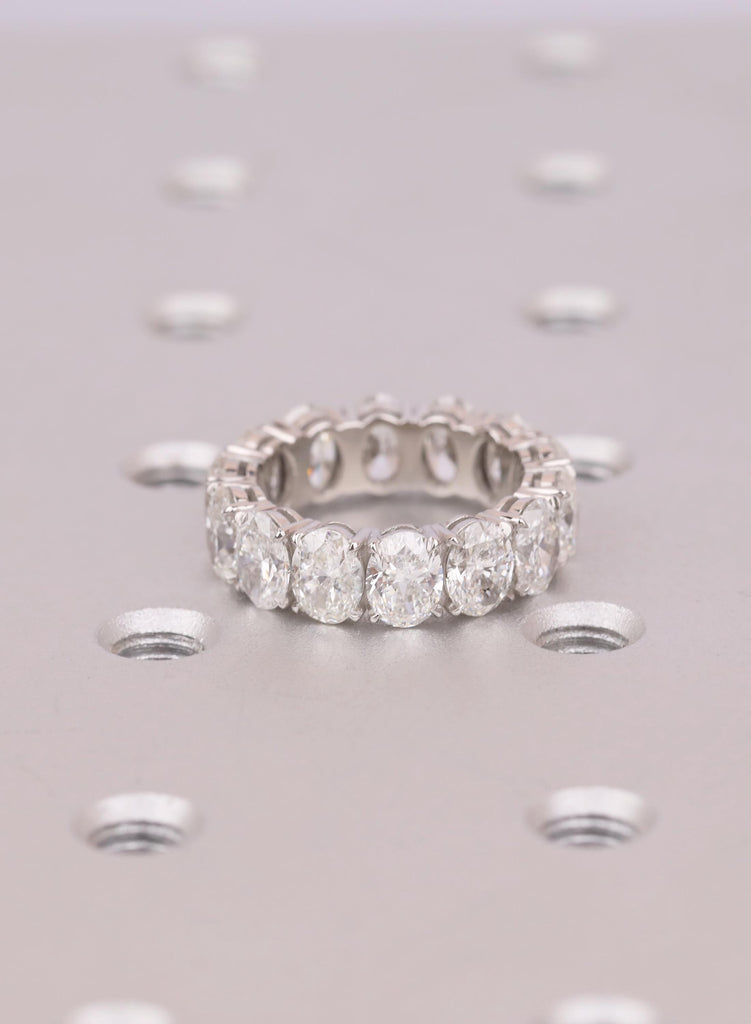 7 Carat Oval cut Ring, Lab Grown Diamond Wedding Ring, Eternity Ring for Women, Oval Cut Moissanite Engagement Ring, Platinum Stacking Band image #2