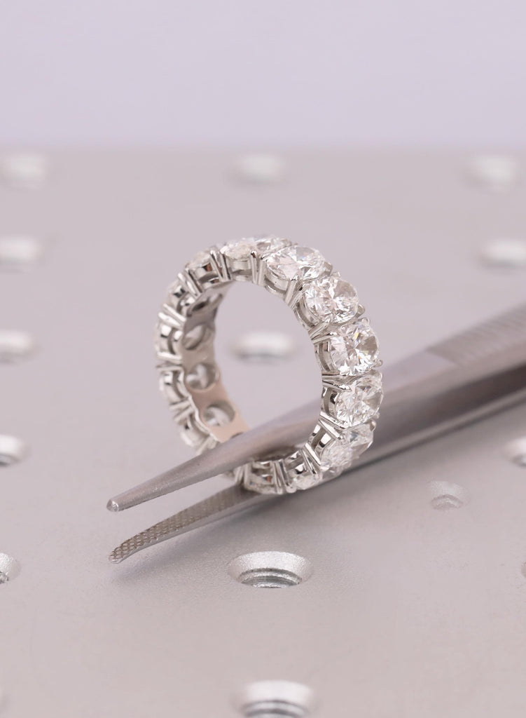 7 Carat Oval cut Ring, Lab Grown Diamond Wedding Ring, Eternity Ring for Women, Oval Cut Moissanite Engagement Ring, Platinum Stacking Band image #6