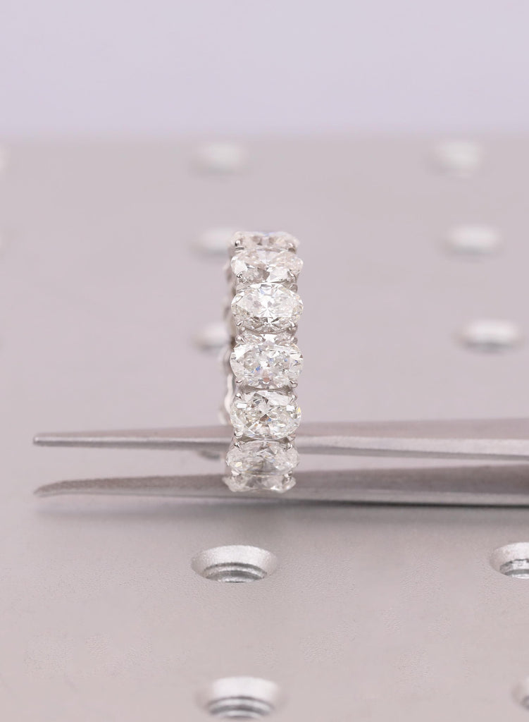 7 Carat Oval cut Ring, Lab Grown Diamond Wedding Ring, Eternity Ring for Women, Oval Cut Moissanite Engagement Ring, Platinum Stacking Band image #5