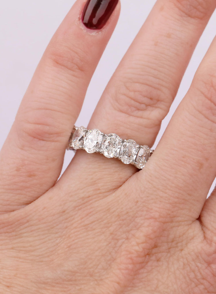 Eternity Band for Women 7ct Oval Cut Lab Grown Diamond Wedding Ring Platinum Stacking Moissanite Engagement Jewelry image #3