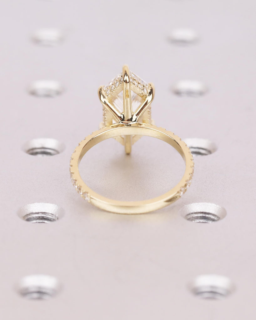 Dutch Marquise Moissanite Engagement Ring, 14K Solid Gold Hidden Halo Bridal Ring, Half Eternity Moissanite Wedding Ring image #14
