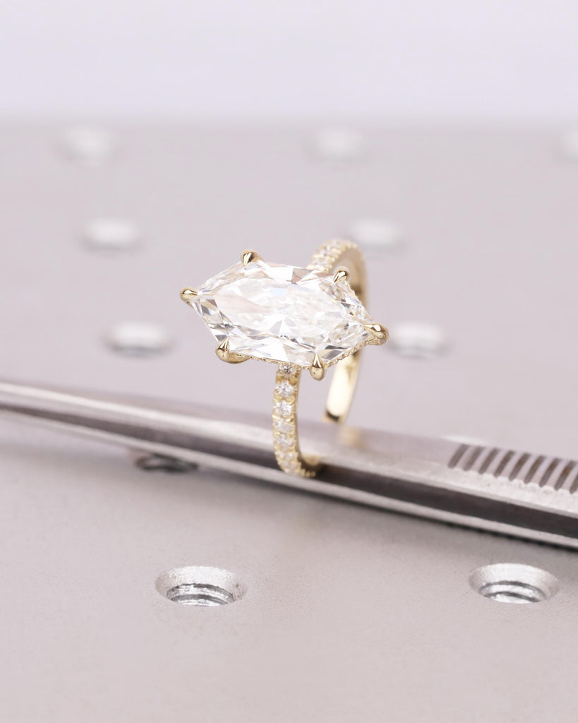 Dutch Marquise Cut Ring with Hidden Halo, IGI Certified Lab Grown Diamond Ring, Antique Inspired Diamond Engagement Ring image #12
