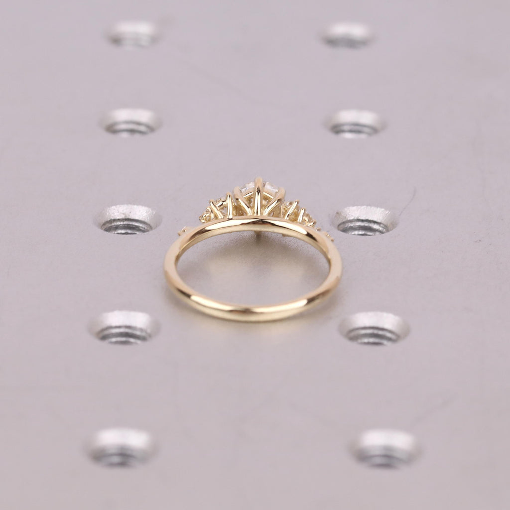 Gold or Silver Round Old Mine cut Diamond Promise Rings for Women | Lab Grown Diamond Unique Custom Bridal Jewelry image #11