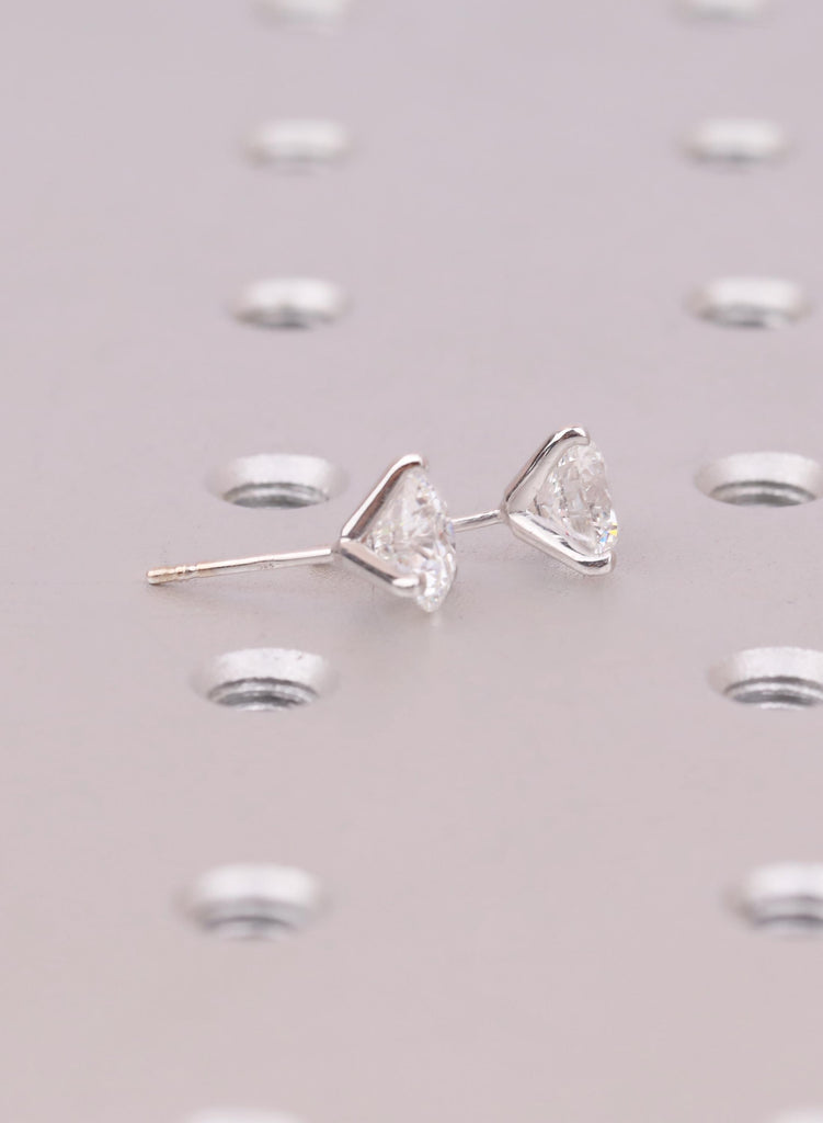 Round cut Earrings 14k Solid Gold Bridal Round Moissanite Wedding Earrings for Women Classic Stud Earrings, Moissanite Jewelry Wedding Gift image #4