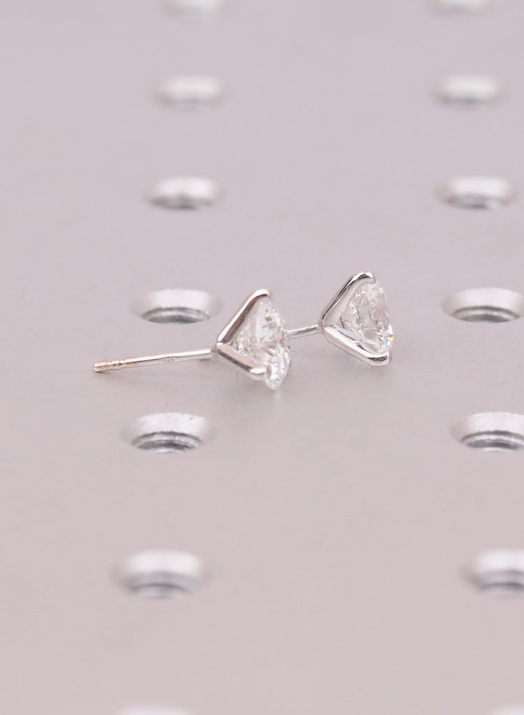 VVS Moissanite Round Stud Earrings: Dainty 14K Solid Gold Threaded studs image #4