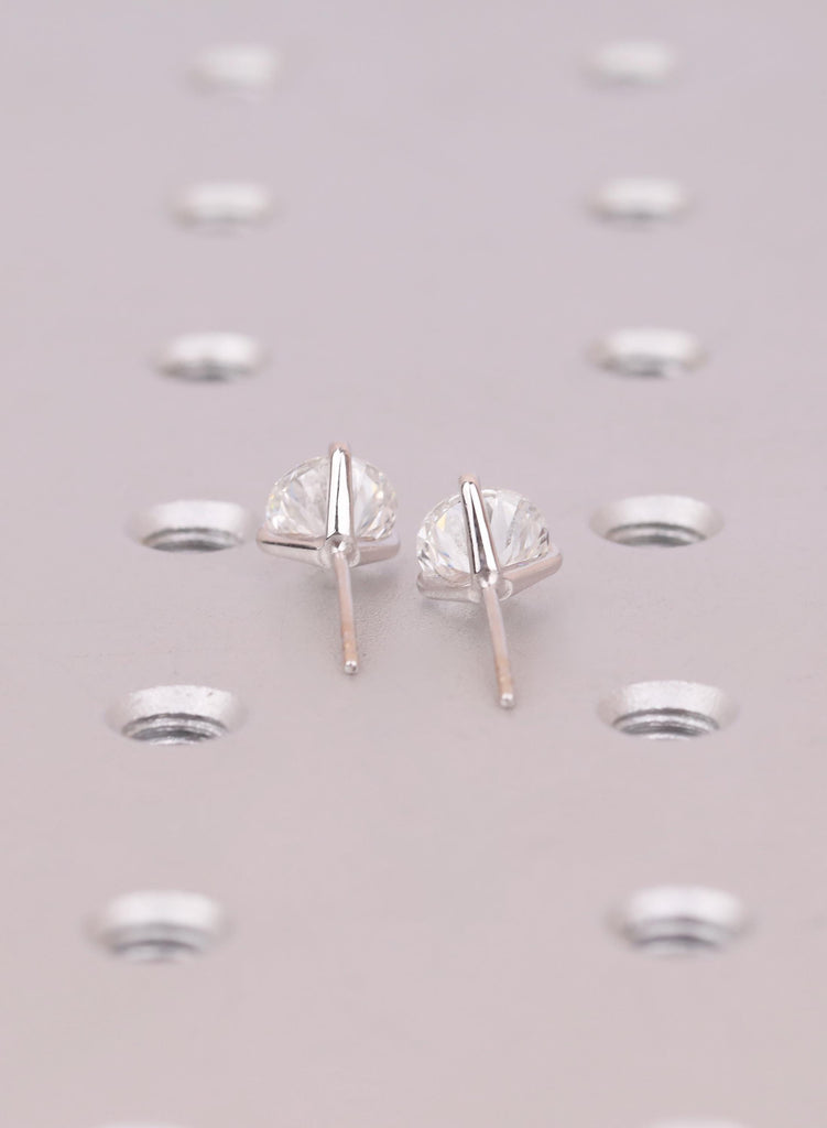 Round cut Earrings 14k Solid Gold Bridal Round Moissanite Wedding Earrings for Women Classic Stud Earrings, Moissanite Jewelry Wedding Gift image #5