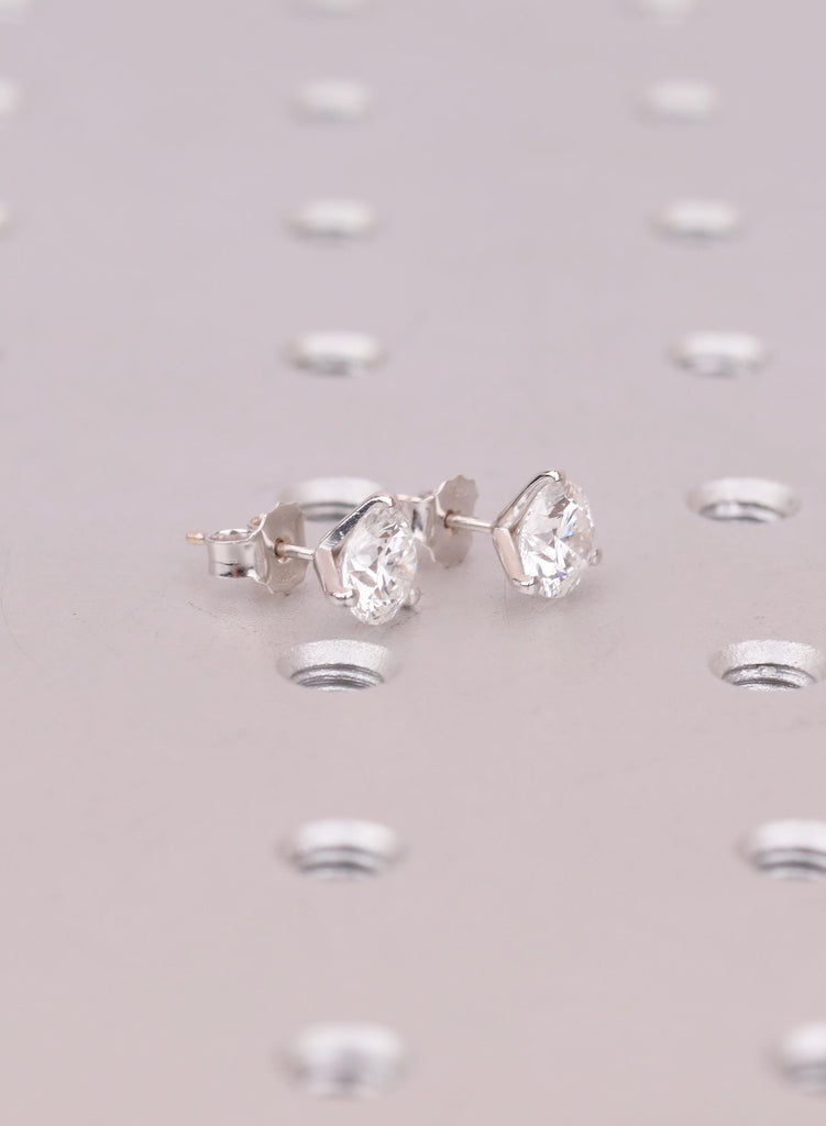 VVS Moissanite Round Stud Earrings: Dainty 14K Solid Gold Threaded studs image #8