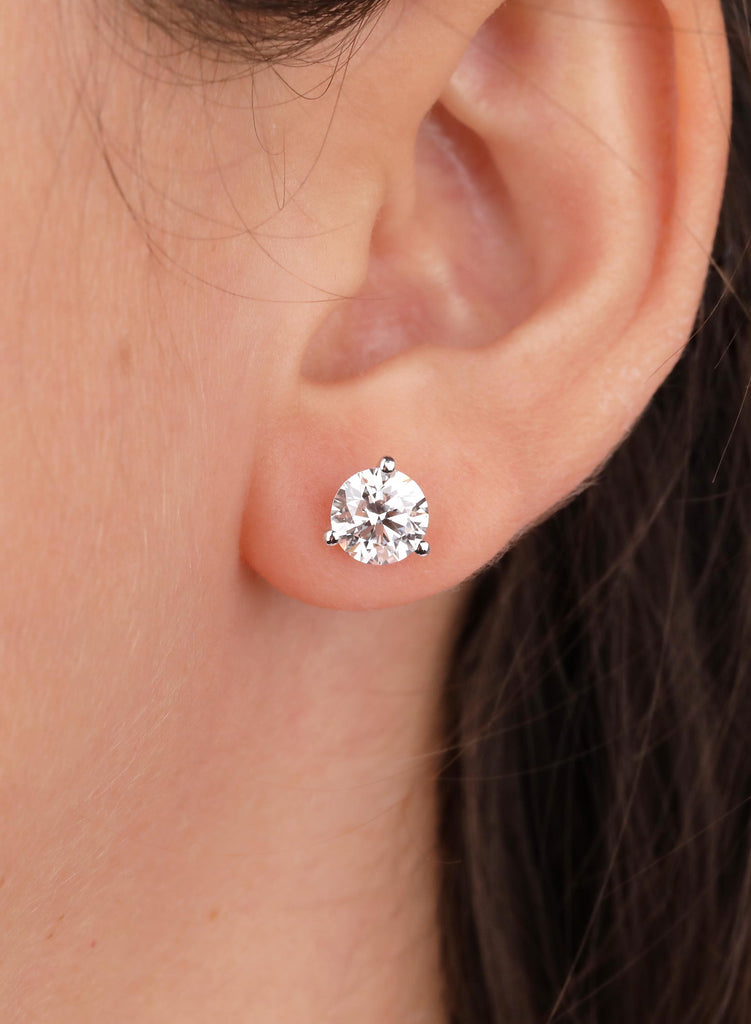 Lab Grown Diamonds Bridal Stud Earrings | 14k White Gold Woman Solitaire Earrings | Round Diamond Earrings Gift for Her, Fine Jewelry image #3