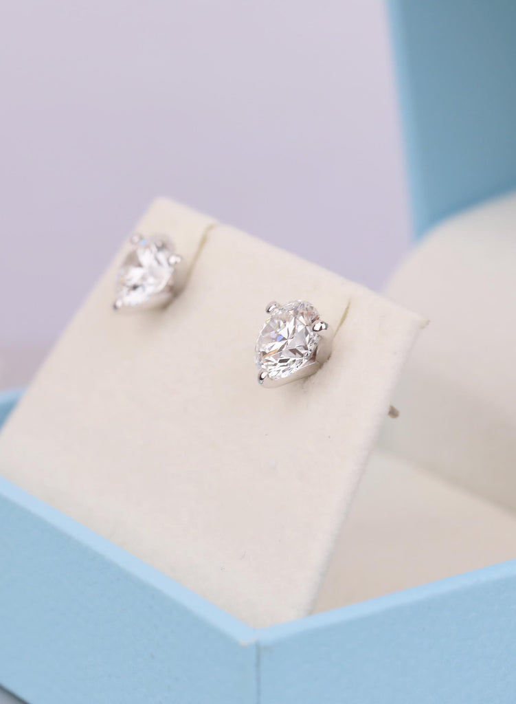 Lab Grown Diamonds Bridal Stud Earrings | 14k White Gold Woman Solitaire Earrings | Round Diamond Earrings Gift for Her, Fine Jewelry image #9