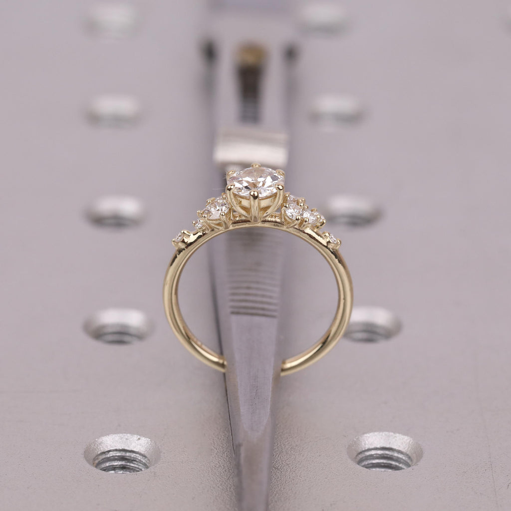 14k/18k Gold Old Mine cut Moissanite Engagement Ring | Diamond Cluster Wedding Ring | Unique Bridal Jewelry Custom Ring Gift For Her image #5