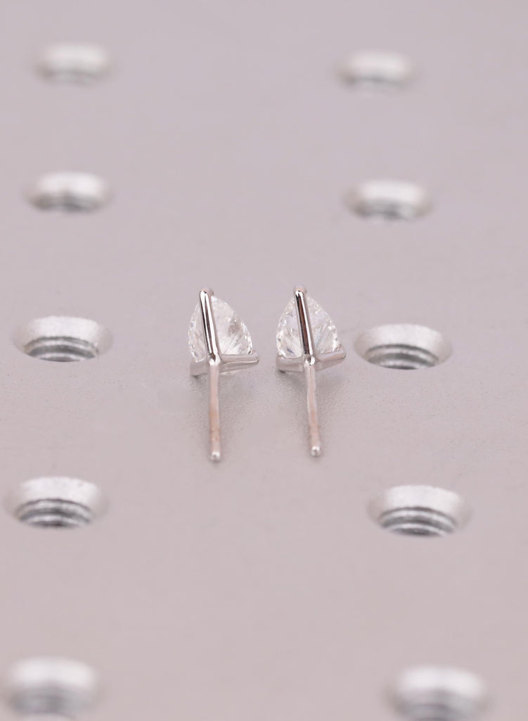 Pear Cut Lab Diamond Stud Earrings | 14K White Gold, VVS-VS Clarity (IGI Certified) image #10