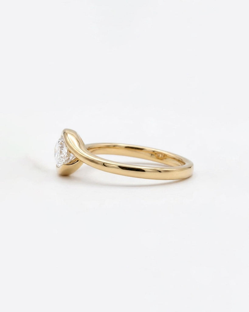 East West Marquise Cut Moissanite Engagement Ring, 14k Solid Gold Wedding Rings for Women, Half Bezel Bypass Setting, Unique Bridal Jewelry image #5