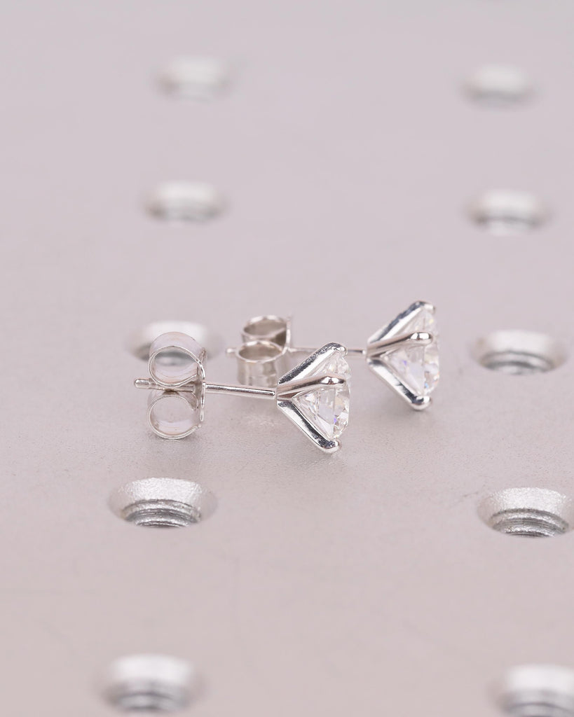 Solitaire Lab Created Diamond Stud Earrings, 14k White Gold Push Back Earrings image #17