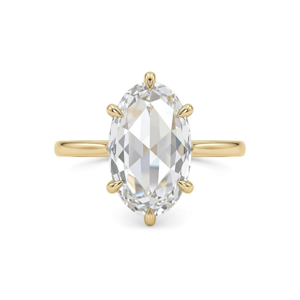 14k/18k Gold Moissanite Simple Promise Ring for Her | Classic 6 Prong Elongated Oval Solitaire Ring | Anniversary Gift image #2