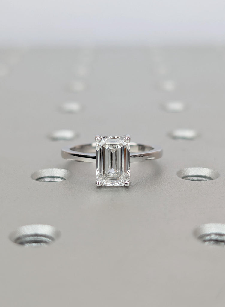 Emerald Cut Lab Diamond Engagement Ring | 14K 18K Gold Ring | Minimalist Solitaire Ring | Bridal Jewelry For Women image #2
