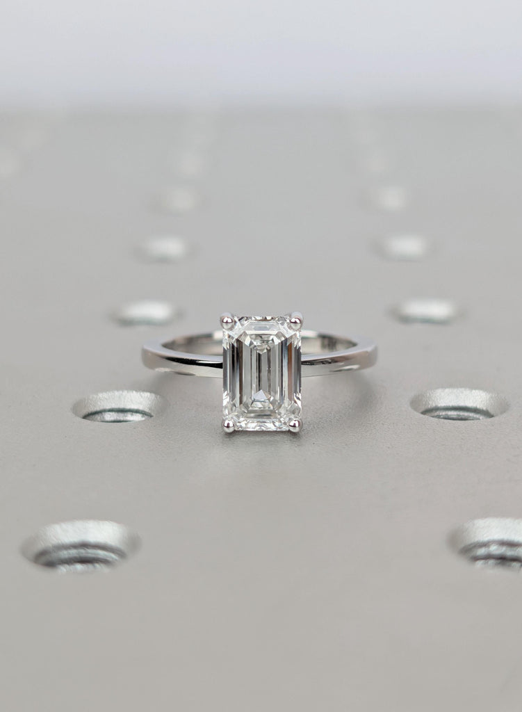 14k/18K Gold Emerald Cut Lab Diamond Ring Solitaire Emerald Cut Engagement Ring, Dainty Ring for Girlfriend, Minimalist Diamond Ring For Her image #1