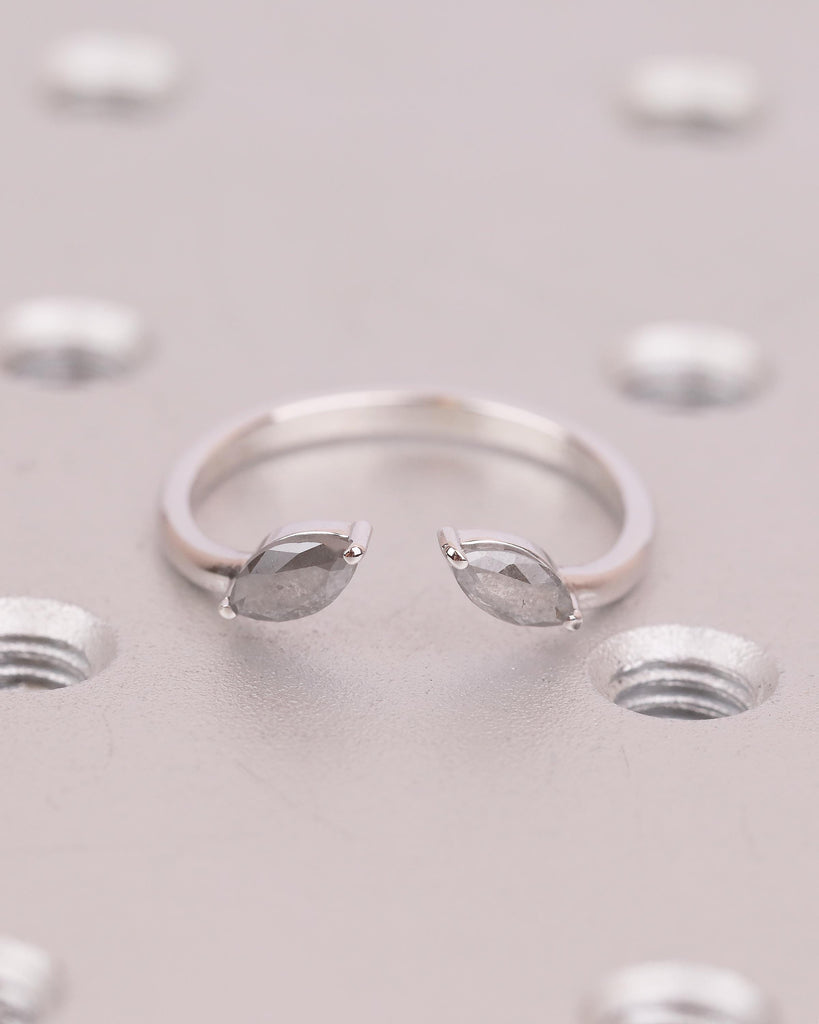 18k Solid Gold Wedding Band Women, Diamond Matching Rings, Open Cuff Ring image #13