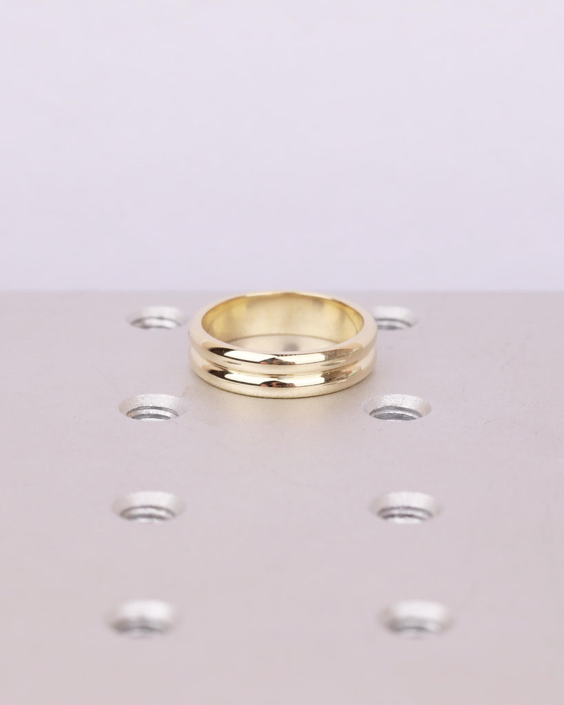 5mm Wedding Band, 14k/18k Solid Gold Minimalist Stackable Rings, Hidden Green Sapphire image #12