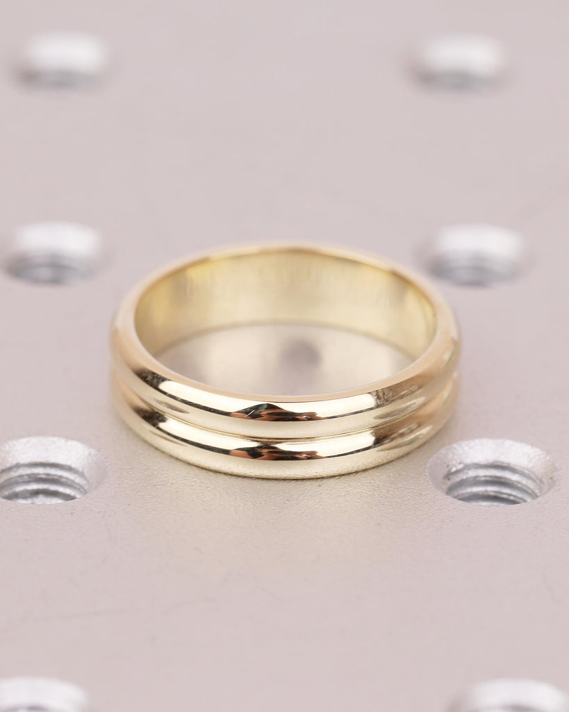 5mm Wedding Band, 14k/18k Solid Gold Minimalist Stackable Rings, Hidden Green Sapphire image #10