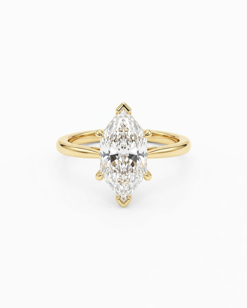 Dutch Marquise Diamond Hidden Halo Engagement Ring | IGI Certified Lab Grown Diamond | Antique Style Diamond Ring | Solitaire Wedding Ring image #2