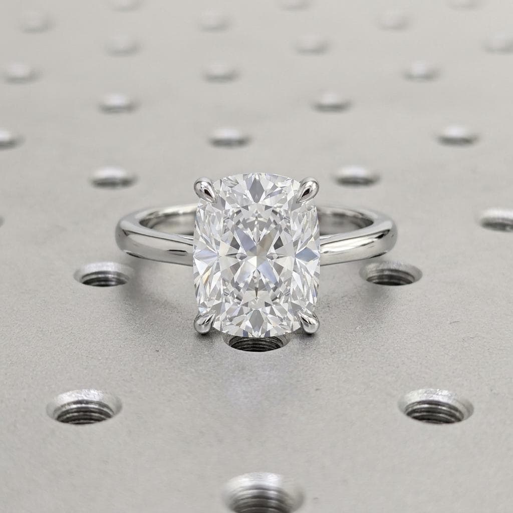 14k/18k Gold Hidden Halo Proposal Ring | Long Cushion cut Moissanite Ring | Personalized Jewelry Anniversary Gift for Her image #4