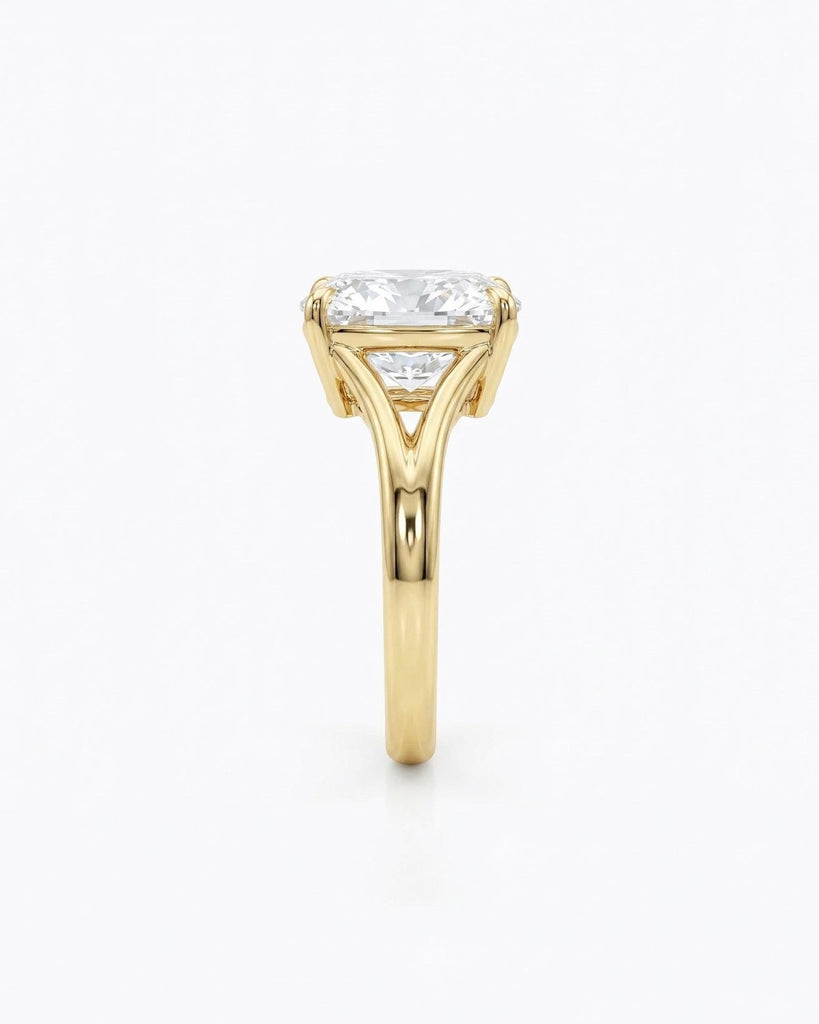 Unique Split Shank Engagement Ring, IGI Certified Elongated Cushion Cut Lab Created Diamond, 14K Solid Gold Solitaire Wedding Ring image #4