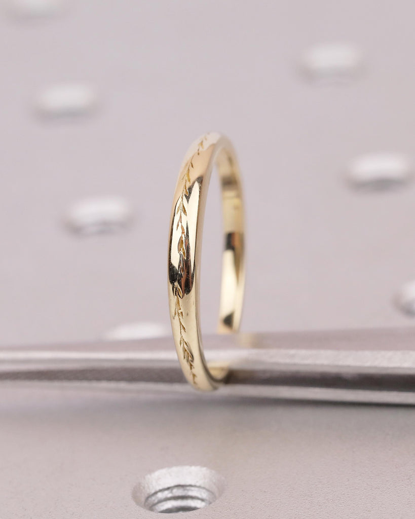 Minimalist 14K Solid Gold Olive Leaf Ring, Nature Inspired Matching Rings for Women, Dainty Wedding Band, Floral Jewelry, Anniversary Gift image #1