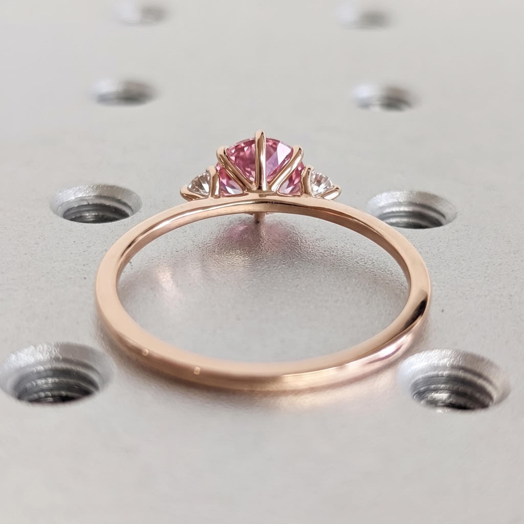 Round Pink Lab Grown Diamond Promise Ring | 14k/18k Gold Custom Engagement Ring | High End Bridal Jewelry for Her image #4