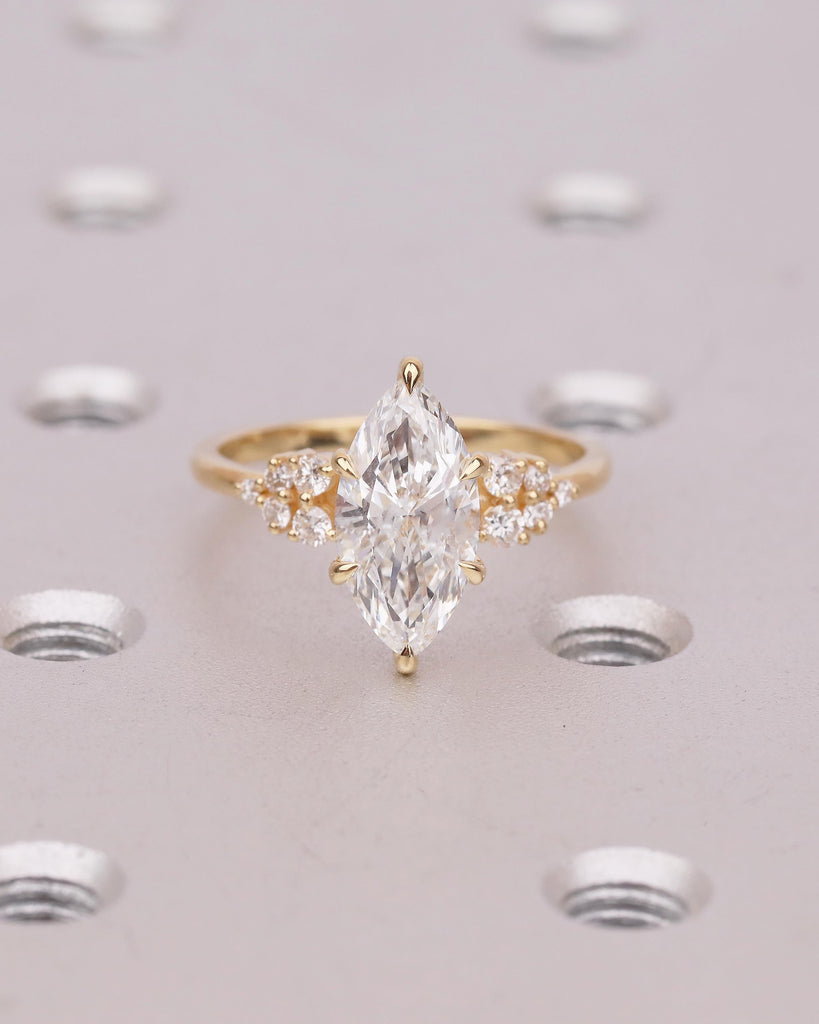 2 Carat Marquise Lab Created Diamond Engagement Ring, 18k Yellow Gold Anniversary Ring image #13