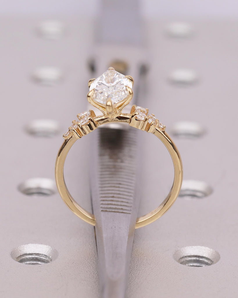 2 Carat Marquise Lab Created Diamond Engagement Ring, 18k Yellow Gold Anniversary Ring image #7