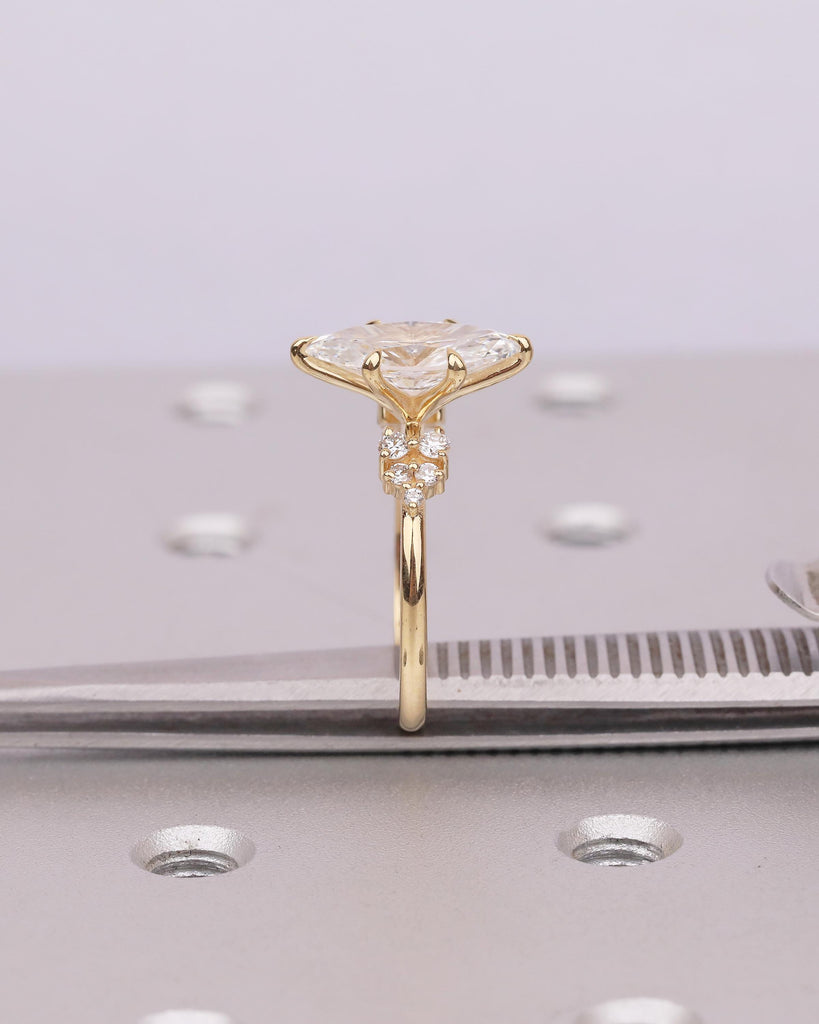 2ct Lab Made Diamond Cluster Ring, Marquise Engagement Ring, 18k Solid Gold Personalized Custom Rings for Women, Handmade Statement Jewelry image #18