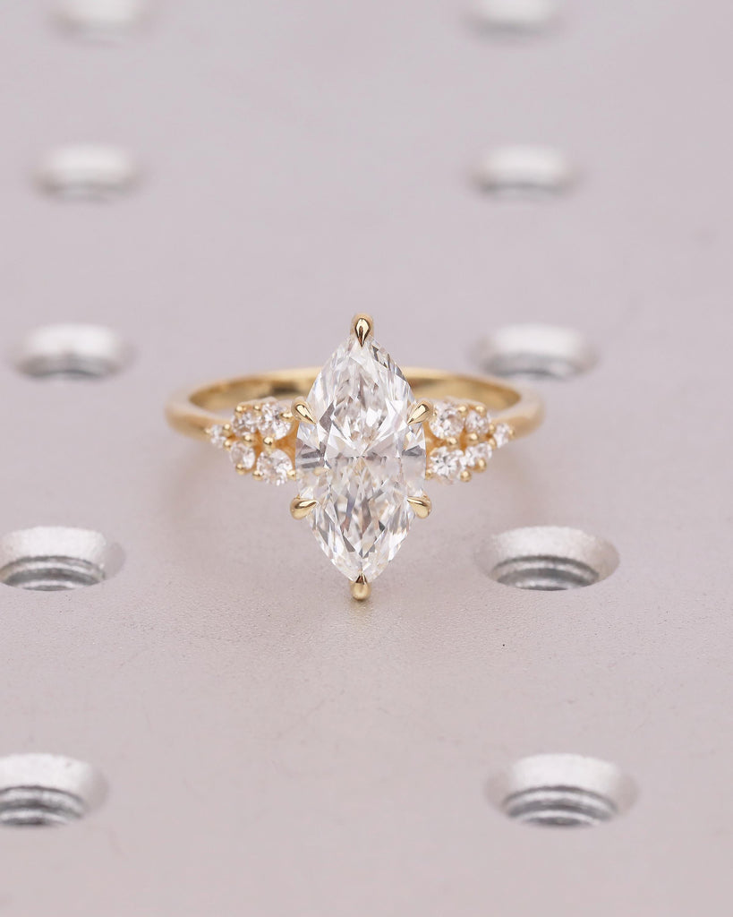 Marquise Cut Lab Grown Diamond Engagement Ring, 18k Solid Gold Wedding Ring image #15