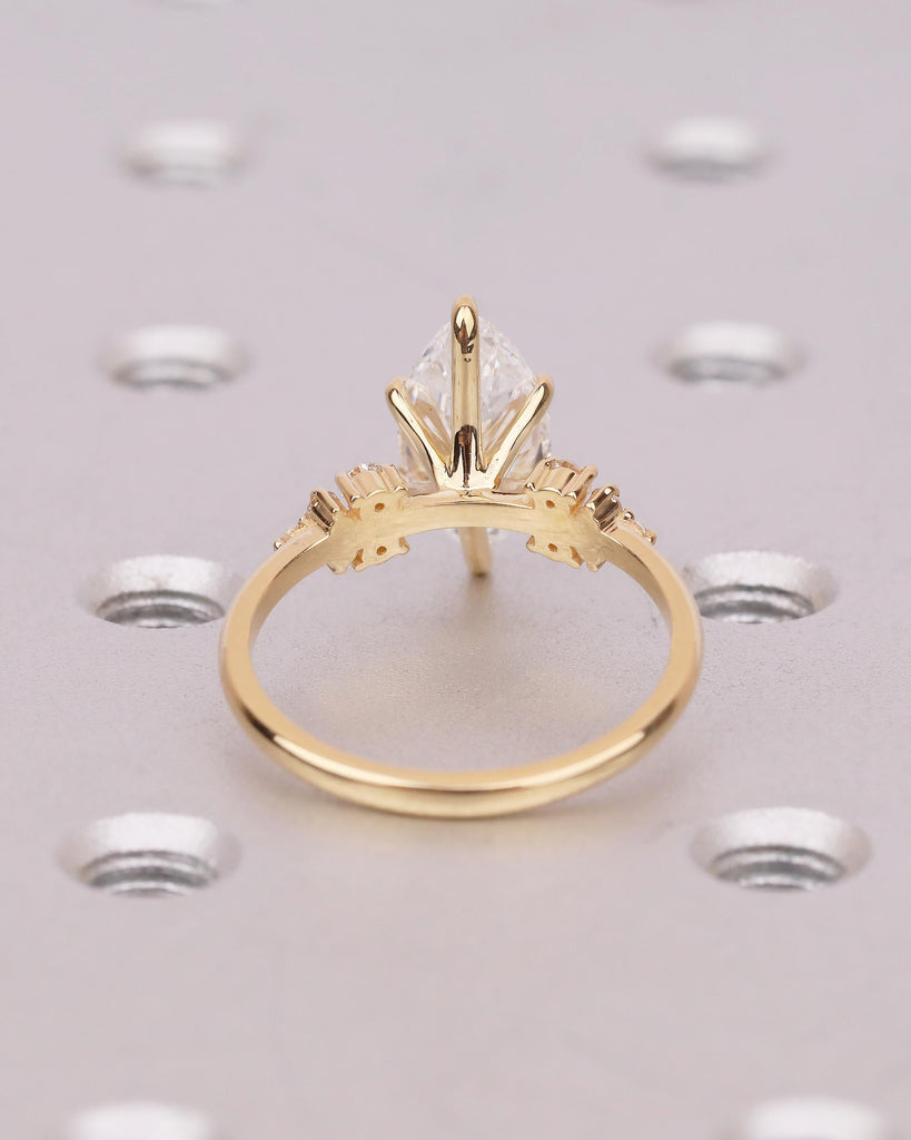 Marquise Cut Lab Grown Diamond Engagement Ring, 18k Solid Gold Wedding Ring image #6