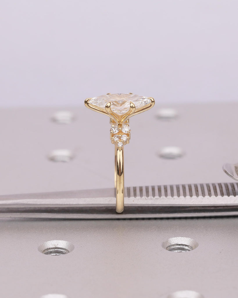 Marquise Cut Lab Grown Diamond Engagement Ring, 18k Solid Gold Wedding Ring image #17