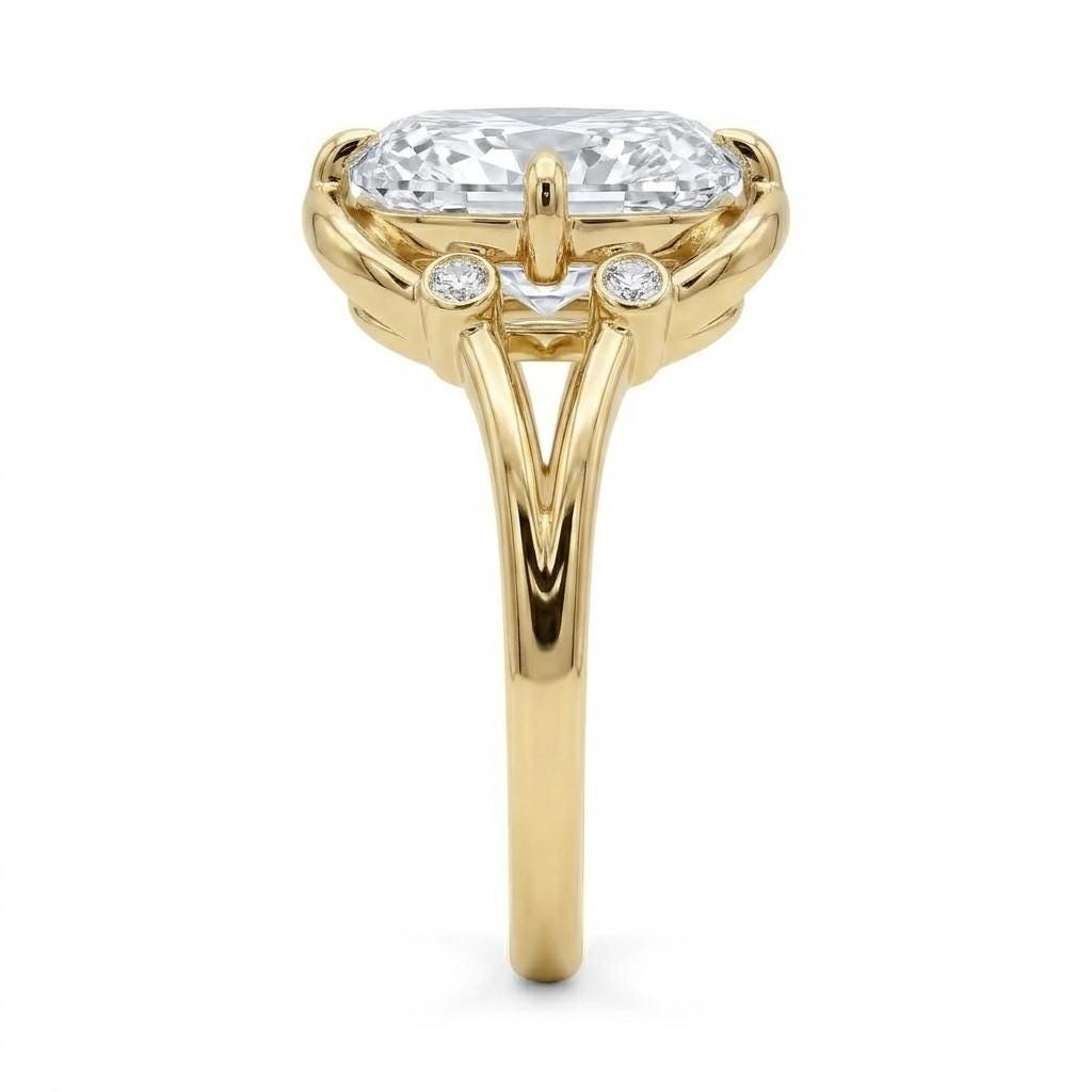 3 CT Elongated Cushion Lab Grown Diamond Engagement Ring, 14K Gold Cushion Engagement Ring, Lab Diamond Statement Ring, Bridal Jewelry Gift image #2