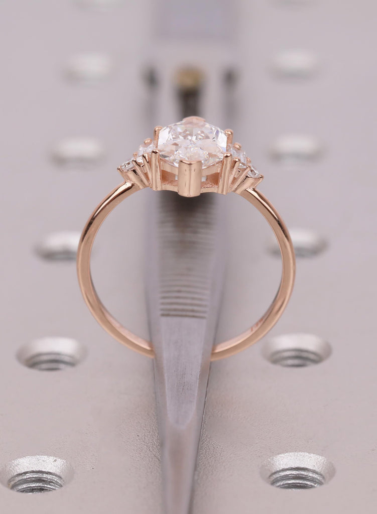 Dutch Marquise Engagement Ring 2.5 Carat, Marquise Lab Grown Diamond, Art Deco Baguette Cluster Ring, Unique Proposal or Anniversary Gift image #14