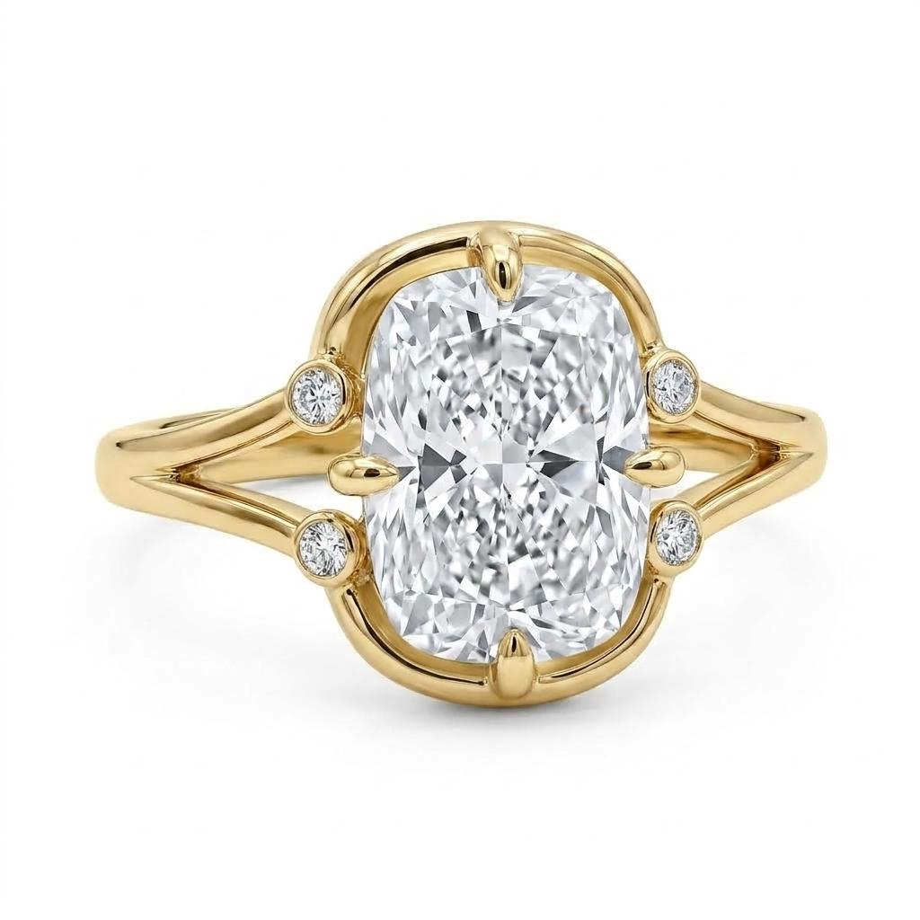 Elongated Cushion cut Rings For Women | Lab Grown Diamond Ring | 14K 18K Real Gold Promise Ring | Custom Handmade Wedding  Anniversary Ring image #1